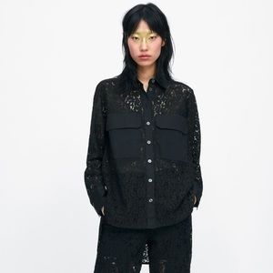 ZARA LACE BUTTON UP SHIRT